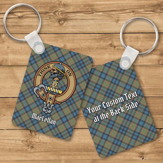 Chaveiro Crista do Clã MacLellan sobre Tartan Antigo (Criador carregado)