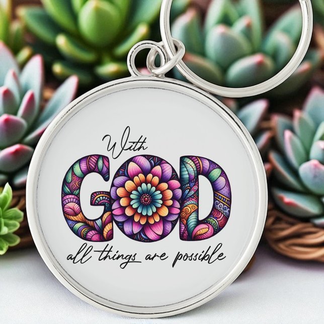 Chaveiro Cristão Personalizado Com Deus Todas as Coisas São (Criador carregado)