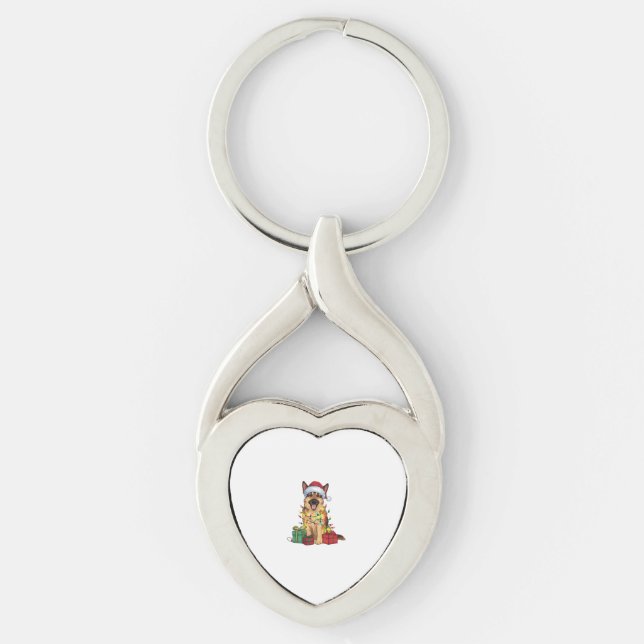 Chaveiro Cristo German shepherd de Cachorro Santa Hat Light (Frente)