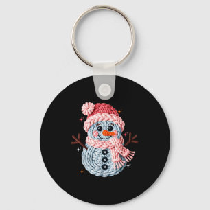 Chaveiro Croché de Natal Falso Boneco de Neve de Croché Eng