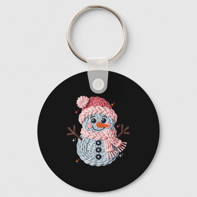 Chaveiro Crochet de Natal Falso Boneco de Neve em Crochê Ca (Frente)