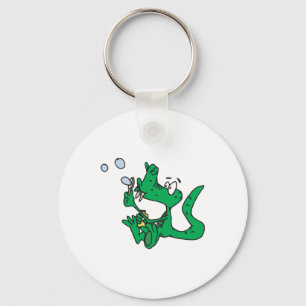 Chaveiro crocodilo soprando bolhas
