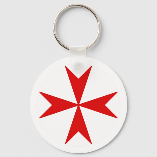 Chaveiro Cross Of Malta v2 (vermelho em branco) (Frente)