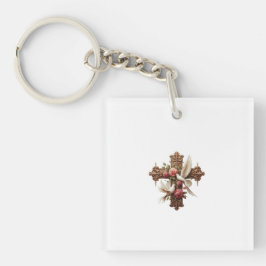 Chaveiro Cross with Doves – Christian Faith Inspirational D