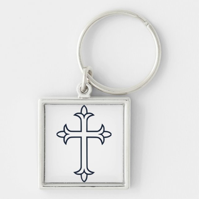 Chaveiro Cruz Cristã Clássica Arte Minimalista Fina (Frente)