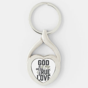 Chaveiro Cruz Cristã Deus É Meu Verdadeiro Amor Vetor
