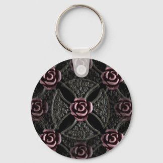 Chaveiro Cruz de ferro gótica medieval com rosa