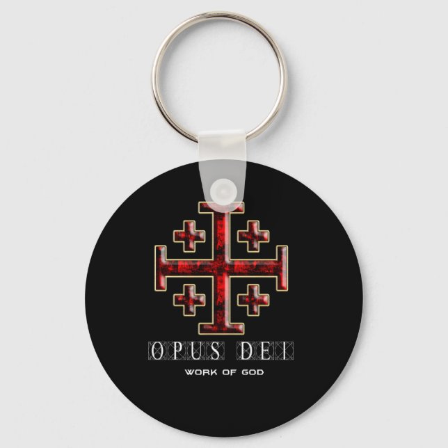 Chaveiro Cruz de Jerusalém - ver 1 - Opus Dei - Negro (Frente)