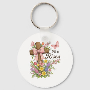 Chaveiro Cruz Floral Cristã - Ele Ressuscitou Religiosa da