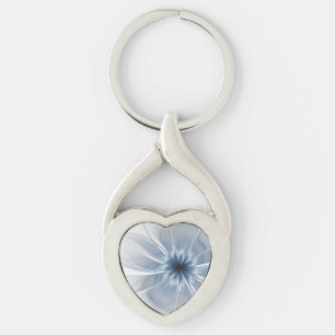 Chaveiro Cu de flor de fantasia fractal azul macio e tenra