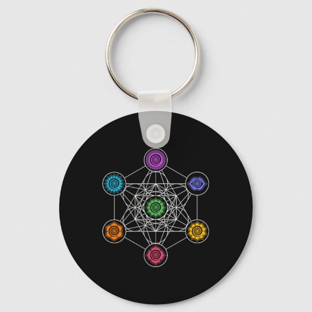 Chaveiro Cubo de Metatron, Geometria Sagrada, Chakra, Yoga, (Frente)