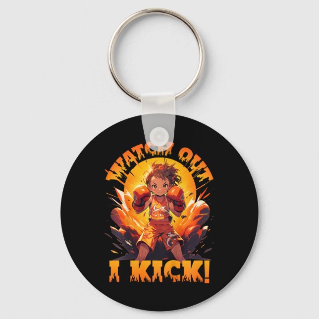 Chaveiro Cuidado - Eu Chuto! Boxe Tailandês Muay Thai Kickb (Frente)
