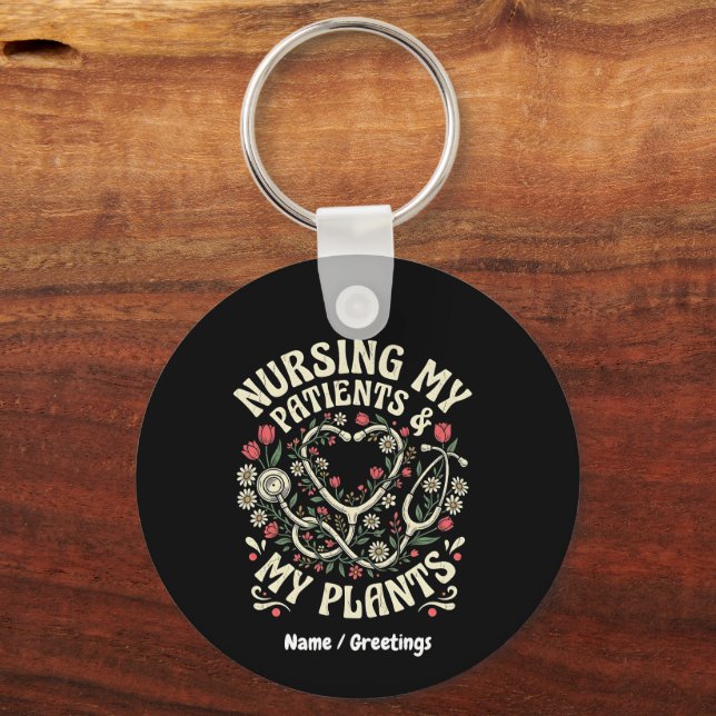 Chaveiro Cuidando Meus Pacientes & Minhas Plantas Steth Ret (Frente)