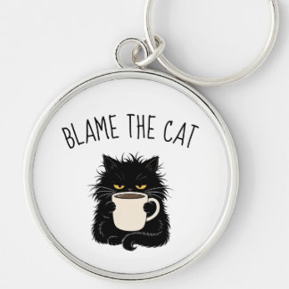 Chaveiro Culpe o Gato Amante de Gato Preto engraçado e mal-