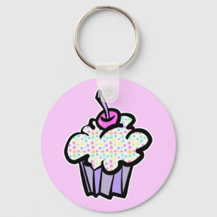 Chaveiro cupcake com bolinhas pastel