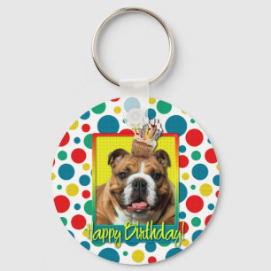 Chaveiro Cupcake de aniversário - Bulldog - Escuro