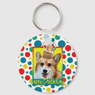 Chaveiro Cupcake de aniversário - Corgi - Owen