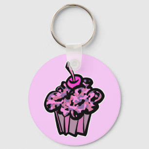 Chaveiro cupcake de camuflagem rosa e roxo