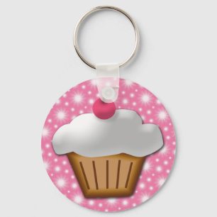 Chaveiro Cupcake de corte com cereja rosa no topo