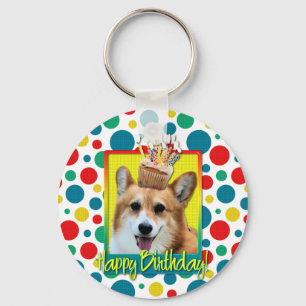 Chaveiro Cupcake do aniversário - Corgi - Owen