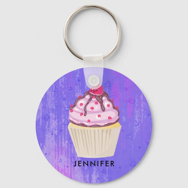 Chaveiro Cupcake doce com framboesa no topo personalizado (Frente)