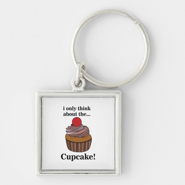 Chaveiro Cupcake Eu Só Penso No Cupcake (Frente)