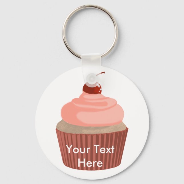 Chaveiro Cupcake rosa e vermelho (Frente)
