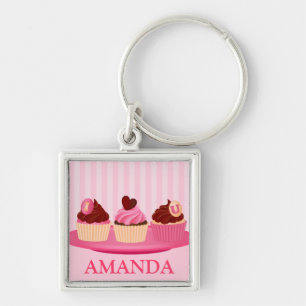 Chaveiro Cupcakes de Dia de os namorados rosa