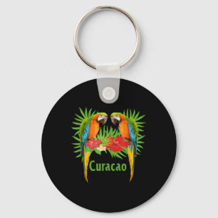 Chaveiro Curacao Vacation Parrots Tropical Flowers Green Pa