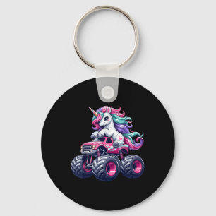 Chaveiro Curioso Unicórnio Que Dirige Um Monstro Rosa