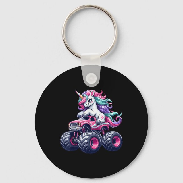 Chaveiro Curioso Unicórnio Que Dirige Um Monstro Rosa (Frente)