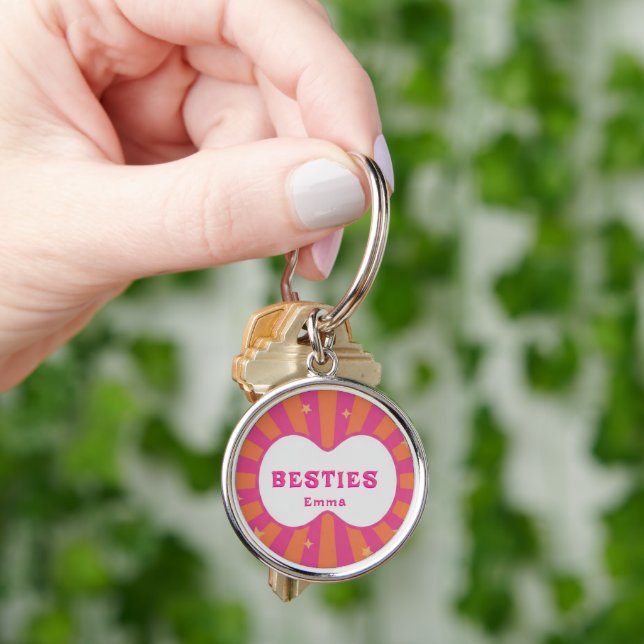 Chaveiro Custom Besties Forever Heart Keychain (Mão)