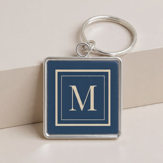 Chaveiro Custom Blue & Vanilla Framed Monogram (Criador carregado)