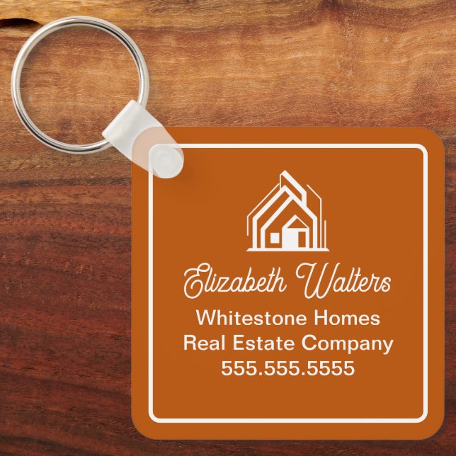 Chaveiro Custom Burnt Orange Real Estate Company Realtor (Frente)