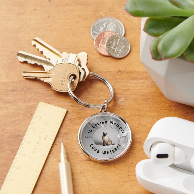 Chaveiro Custom Cat Photo Circle Frame Design (Mesa)