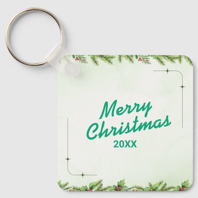 Chaveiro Custom Christmas Square Metal Keychain (Frente)
