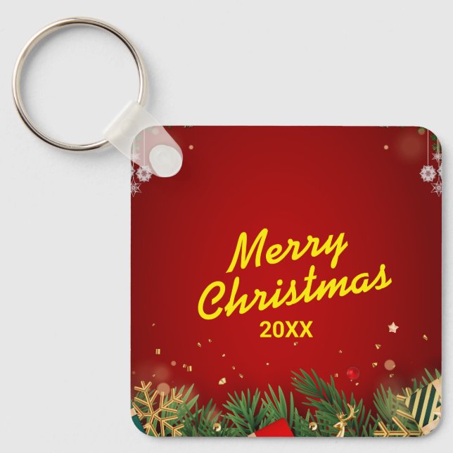 Chaveiro Custom Christmas Square Metal Keychain (Frente)