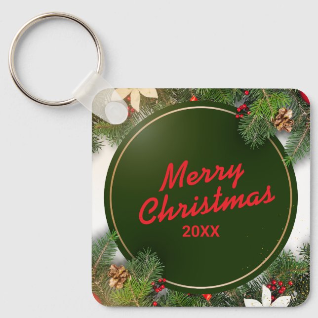 Chaveiro Custom Christmas Square Metal Keychain (Frente)
