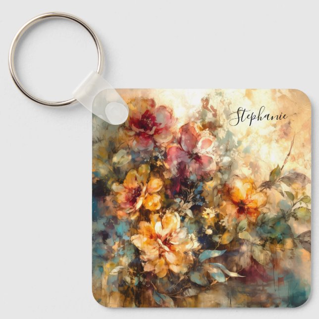 Chaveiro Custom Floral Watercolor Charm (Frente)