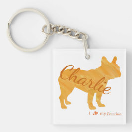 Chaveiro Custom French Bulldog Pastel Orange Frenchie