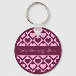 Chaveiro Custom Heart Checkerboard Pattern Bordeaux Pink - 