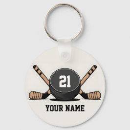 Chaveiro Custom Hockey Puck and Sticks Keychain
