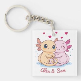 Chaveiro Custom Name Axolotl Valentine Keychain