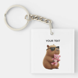 Chaveiro Custom Name Cute Capybara Pink Teddy Bear Keychain