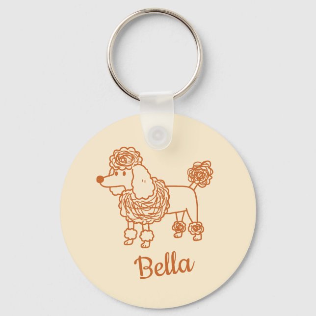Chaveiro Custom Name Poodle Ornament – Handdrawn Dog Gift (Frente)