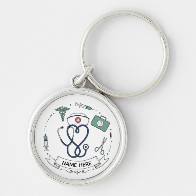 Chaveiro Custom Nurse Name Keychain | Medical Appreciation  (Frente)