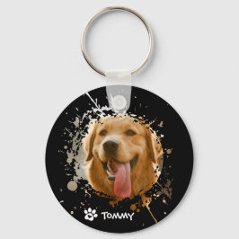 Chaveiro Custom Pet Photo & Name Metal Circle Keychain