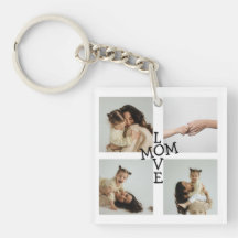Custom Photo Collage Mom Keychain