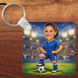 Chaveiro Custom Photo-Face Soccer/Football Star Caricature