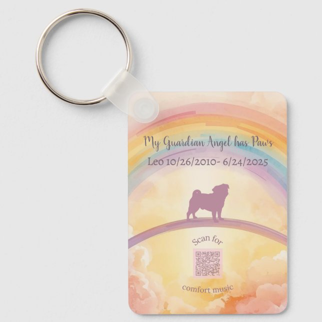 Chaveiro Custom Pug Pet Loss Keychain – Personalized Music (Frente)
